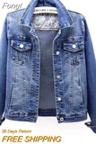 Denim Jacket Women Long Sleeve Short Jacket Korean Elasticity Slim Jean Coat Streetwear Vintage Spring Basic