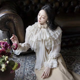 TWOTWINSTYLE Perspective Tops Female Bowknot Flare Long Sleeve Ruffle Shirt Blouse Women Korean Fashion Clothes 2020