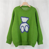 New 2021 Spring Autumn Women Sweater Korean Style Bears Cute Elegant Oversized Retro Wild Pullover Lady Tops