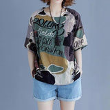 Blouse ZANZEA Women Vintage Printed Tops Casual O Neck Short Sleeve Shirt Female Loose Tunic Blusas