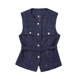 Fongt New With Belt Beads Texture Vest 9298725