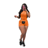 Fongt New Women's Casual Wash Jumpsuit Shorts Suit-Outfit