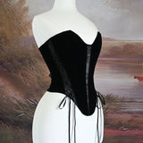 Fongt French Retro Velvet With Thoracic Fish Bone Girded Lumbar Simple Shape Dress Corset Can Be Worn Outside