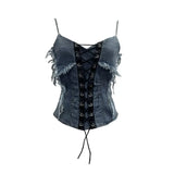 Fongt Shooting Cowboy Draw Rope Tie With Chest Vest Hair Side To Make Old Short Body Sleeveless Top Woman 2726