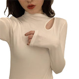 Fongt Half High Collar Bottom Shirt Female Autumn Winter Foreign Style Inside The Slim Careful Machine Jacket Dew Collarbone Long Sleeve