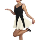2024 Winter New Women's Fashion Chiming Color Splicing Splicing Body Slim Hanging