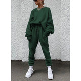 Fongt 2024 Women's New Ebay Burst Pure Color Long-Sleeved Trousers Loose Casual Suit