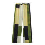 Fongt Homemade New Women's Seamed Tense Tense T-Shirt Silky Sty Printed Pants