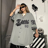 T Shirt Baseball Short Sleeve Shirt Letter Print Crop Top Women White Tshirt Unisex Hip Hop Y2k Clothes Tee Shirts