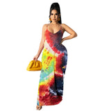 Fongt New Women's Casual Loose Print Cotton Slip Dress-Outfit