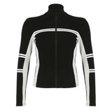 Vintage Striped Zip Up Cardigan-Outfit