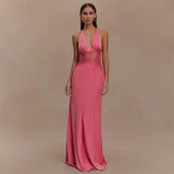 Fongt Summer New Women's Deep V-Dress Long Dress Lace Perspective Sexy Bodydress Dress Woman