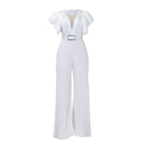 Fongt With Belt Large Size Women's New Mesh Perspective Sexy Folded Broad Leg Waist Jumpsuit