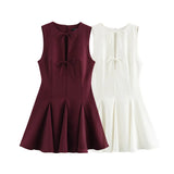 Fongt Homemade New Women's Classic Wave Wide Swing Bow Dress