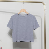 Fongt Solid Short-Sleeved T-Shirt Burst Small Short Sweet Spicy Slim Slim Thin Collar Top 88122