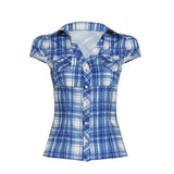 Fongt Design Style Buckle Shirt 2025 Summer Babes Ancient Early Slimming Leisure New Top