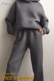 Casual Tracksuit Women Fleece Two Pieces Set Warm Sweatshirts Pullover Sweatpants Sport Suits Womens Outifits