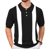 Fongt Men's Summer New Striped Knits Short Sleeve Business Polo Shirts Men's