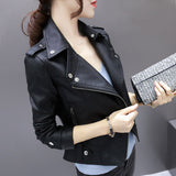 Fongt And Autumn 2025 New PU Leather Women's Small Coat Short Locomotive Black Casual Lady Repair Height Waist Leather Jacket