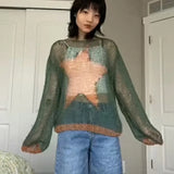 Fongt Hair Star Sweater Female Y2k New Fashion Round Collar Sweater 803-Outfit