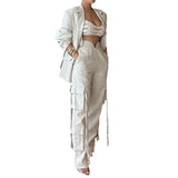Fongt Summer New Fashion Street Hottie Solid Color Casual Top Suit