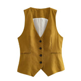 Fongt New Women's Casual Suit Vest Fashion Suit Buckle Straight Trousers Double Buckle