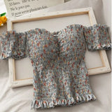 Ruffles Slash Neck Cropped