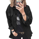 Spring Autumn Corduroy Jacket Coat Women Shirt Style Top Single-breasted Outerwear Lady Streetwear Loose Casual