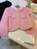 Small Fragrance Tweed Jacket Women Blazer Coat Fashion Long Sleeve Female Jacket High Quality Patchwork