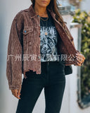 The Ins Winter Street Hipster Versatile Denim Lapel Loose Washer Make Old Female Jacket-Outfit