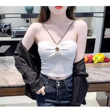 Fongt Chain Sling Vest Hottie Summer Sexy New Body-Repair Bottom Short