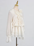 Fongt Sweet Dress Women's Spring 2025 New Flowers Spliced High-End Feeling With Lantern Sleeves Short