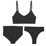 Bra Set Women Underwear Sexy High Waist Bodyshaper Briefs Thong Panties Female Bralette Lingerie Basic Top Active