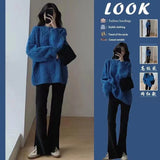 Fongt Lazy Blue Sweater Women's Autumn And Winter 2025 New Explosion Thick Cloth With Knitted Bottom Shirt