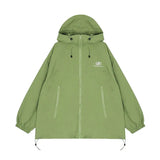 Y2K Green Windbreaker Jacket Women Oversized Hip Hop Streetwear Black Waterproof Coat Harajuku Boyfriend Style