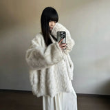 Fongt Cloud Stone Fox Thick Warm Bat Sleeve Fur One-Piece Shawl Woman Lazy Smooth And Environmentally Friendly Coat