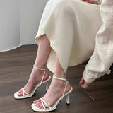 Fongt With Sandals Women 2025 New Summer Thin-Heeled White Dress Is Not Tired Of Popular High Heels