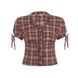 Fongt Design Style Buckle Shirt 2025 Summer Babes Ancient Early Slimming Leisure New Top