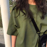 Fongt Summer Dress New Korean Embroidered Short-Sleeved T-Shirt Women's T-Shirt Ins Tide Loose Plus Size Student Half Sleeve