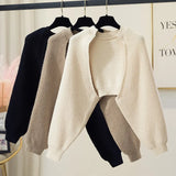 Cardigans Women's Batwing Long Sleeve Crop Top Loose Knitted Jacket shawl Femme Autumn Winter Knitwear-Outfit