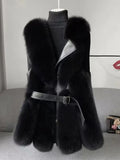 Faux Fur Jacket Solid V-neck Advanced Sense Fox Fur Coat Autumn/Winter New 2023 Thick Warm Fur Vest Women's Winter
