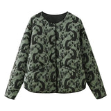 Fongt Women's ZA Autumn And Winter New Animal Print Cotton Jacket Jacket
