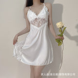 Sexy Pajamas Female Pure-Want-Sing Lace Sling Aja Syringe Aja Syringe Set Bare-Backed Hot Hollow Deep V Seduction