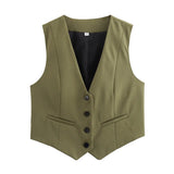 Fongt Summer New Women's Street Fashion Leisure Vest 15 Color V Collar Vest