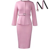 Fongt Women's 2025 New Fashion Round-Neck Temperament Tongle OL Pencil Skirt African Dress