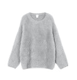 Fongt Selling Pure Color Imitation Marten Netted Round Sweater Women 2025 New Soft Knitting Base Model