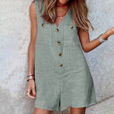 V Neck Sleeveless Rompers 2022 ZANZEA Summer Women Short Playsuits Casual Solid Loose Jumpsuits Beach Overalls