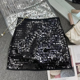 Fongt Shooting Heavy Industry Flash Shiny Piece High Waist Thin A Short Skirt Picts Anti-Walking Bag Hip Step Skirt 8108