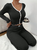 New Home Clothes Burst Pajamas Long-Sleeved Trousers To Fix Sexy Lace Double Long