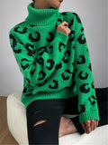 Fongt And Winter New High-Necked Knitted Leopard Sweater